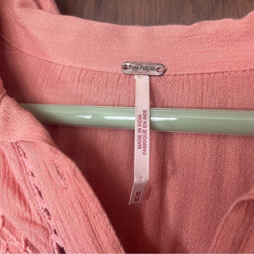 Free People Katie Bird Crochet Inset Shirt. - Picture 2 of 6